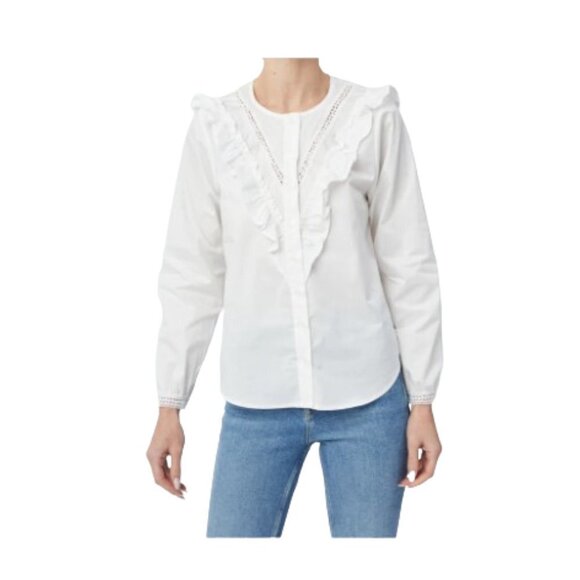 The Shirt Lindsey Rochelle Behrens white button down lace trim  L Large - Picture 1 of 9